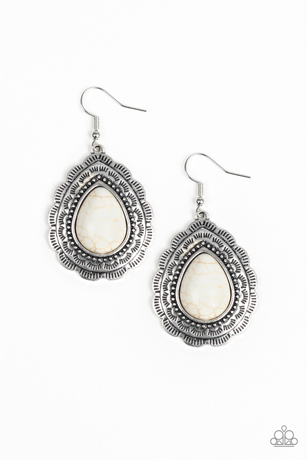 Paparazzi Mountain Mover - White Earrings 