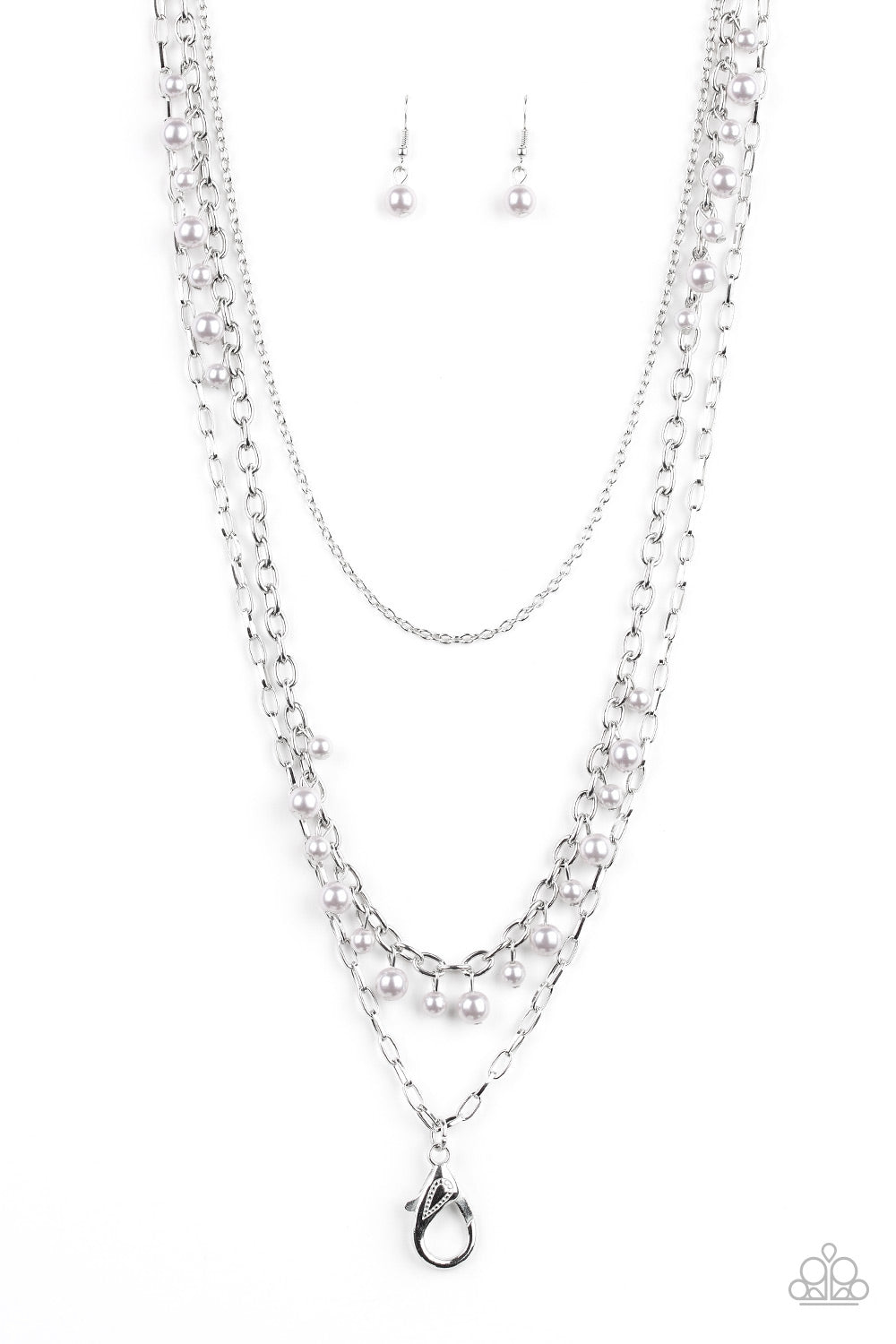 Paparazzi Pearl Pageant - Silver Lanyard