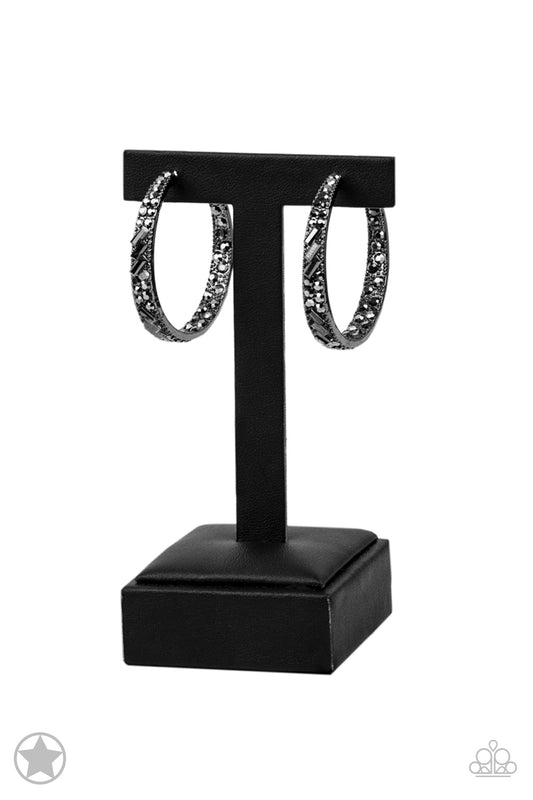 GLITZY By Association - Black Blockbuster Hoop Earrings