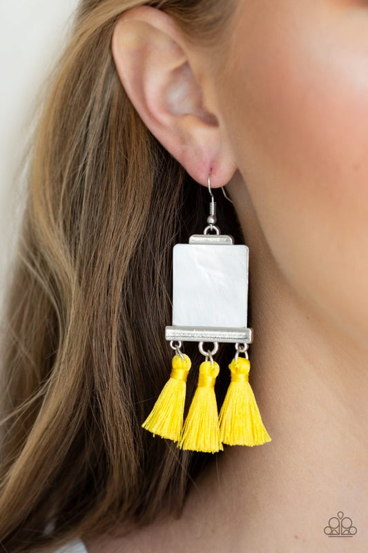 Paparazzi Tassel Retreat - Yellow Earrings 