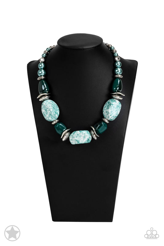 Paparazzi In Good Glazes - Blue Blockbuster Necklace 