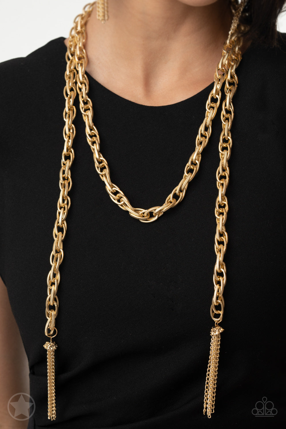 Paparazzi SCARFed for Attention - Gold Blockbuster Necklace 