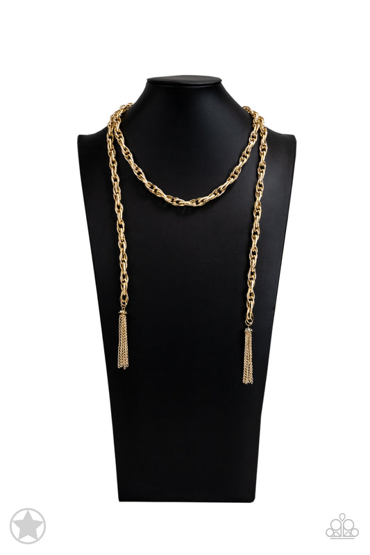Paparazzi SCARFed for Attention - Gold Blockbuster Necklace 