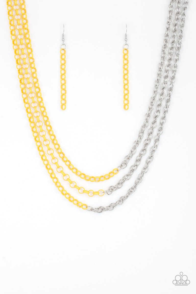 Paparazzi Turn Up The Volume - Yellow Necklace