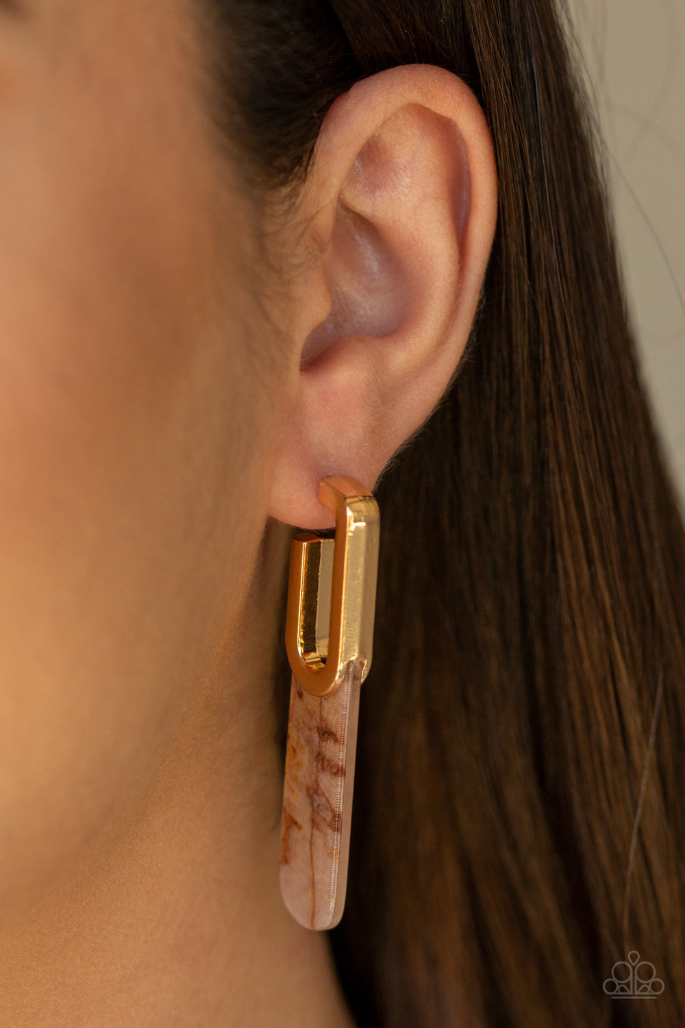 Paparazzi HAUTE Off The Press - (Brown) Multi Acrylic Earrings - Kingdom Bling Showroom