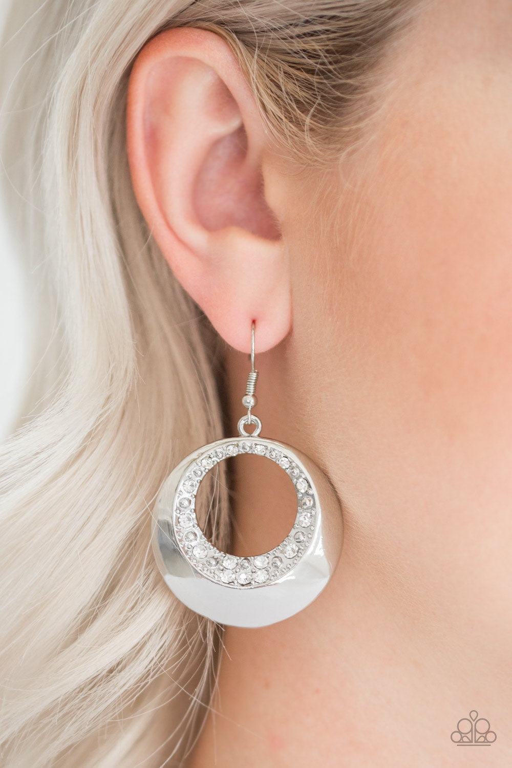 Paparazzi Ringed In Refinement - White Earrings - Kingdom Bling Showroom