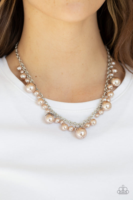 Paparazzi Uptown Pearls - Brown Necklace 