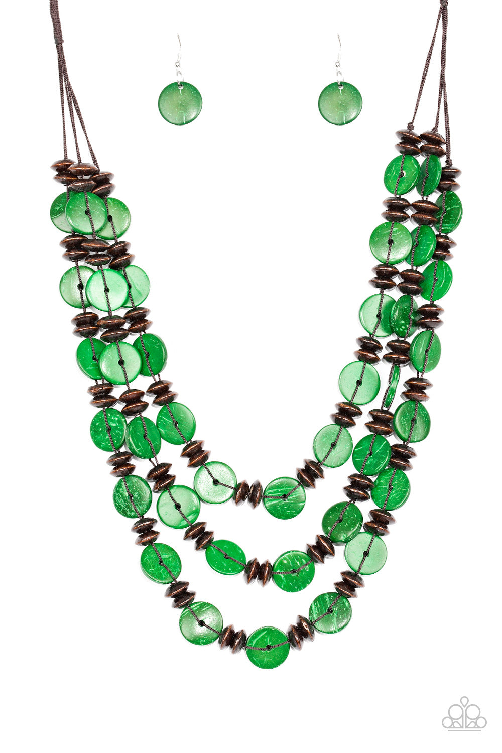 Paparazzi Key West Walkabout - Green Wood Necklace 