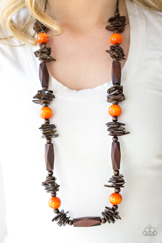 Paparazzi Cozumel Coast - Orange Wood Necklace 