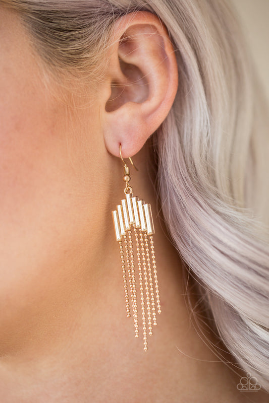 Paparazzi Radically Retro - Gold Earrings 