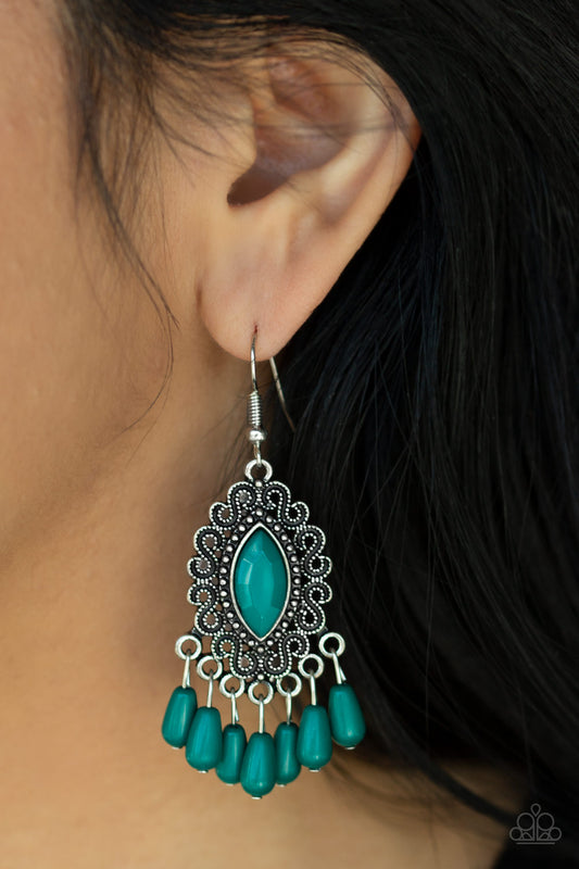 Paparazzi Private Villa - Green Earrings 