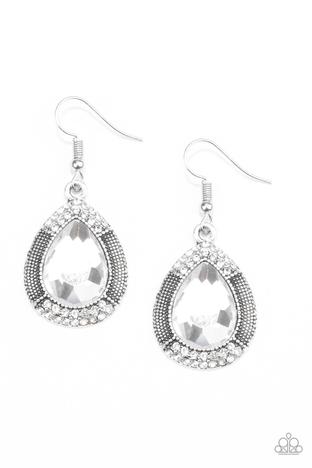 Paparazzi Grandmaster Shimmer - White Earrings 