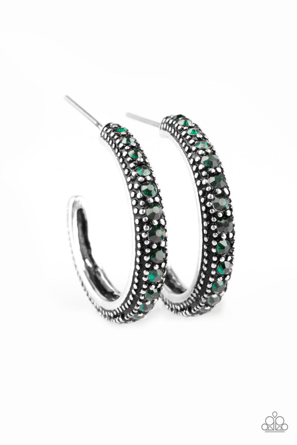 Twinkling Tinseltown - Green Hoop Earrings