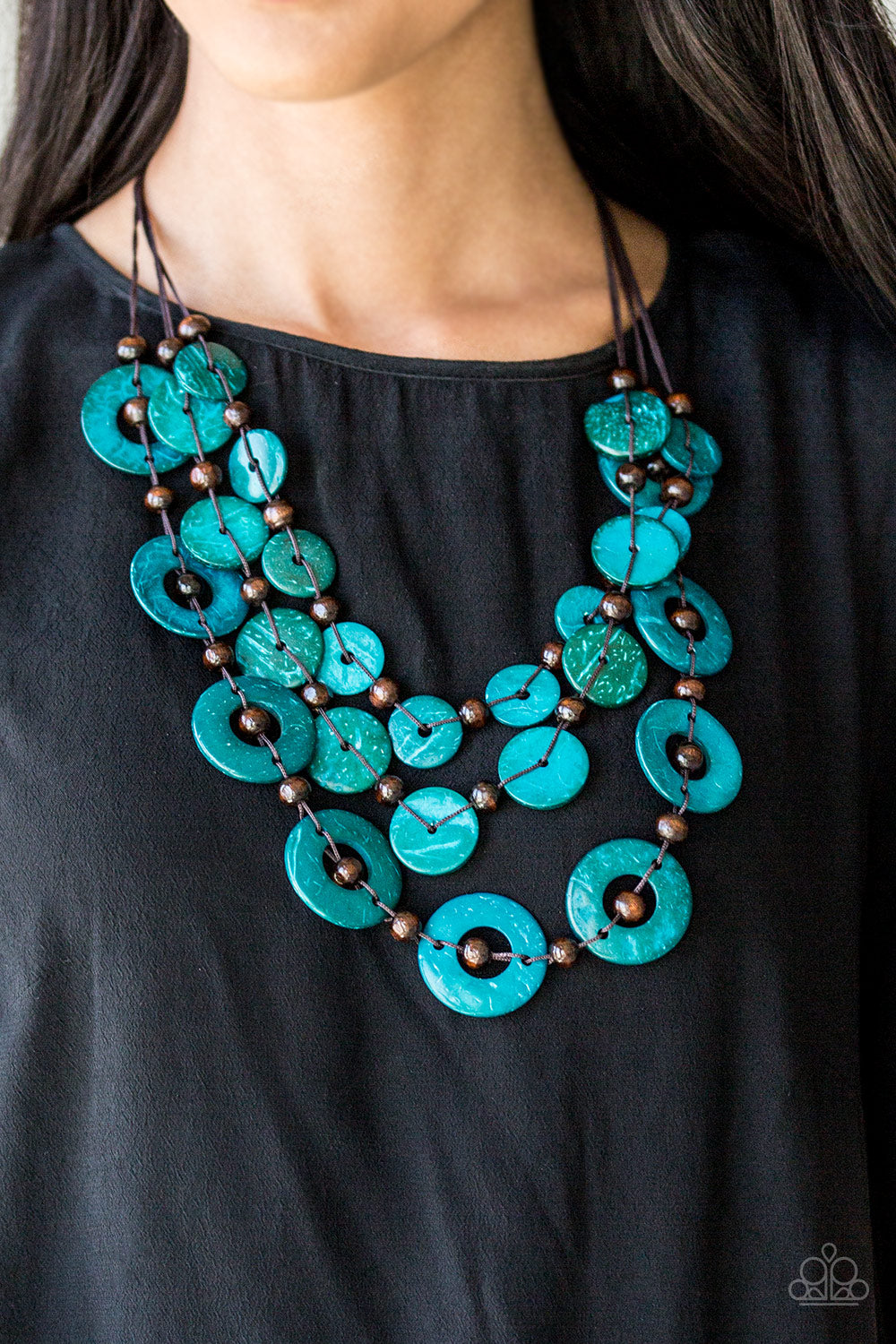 Catalina Coastin - Blue Wood Necklace