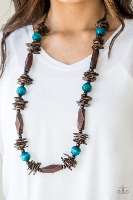 Paparazzi Cozumel Coast - Blue Wood Necklace 