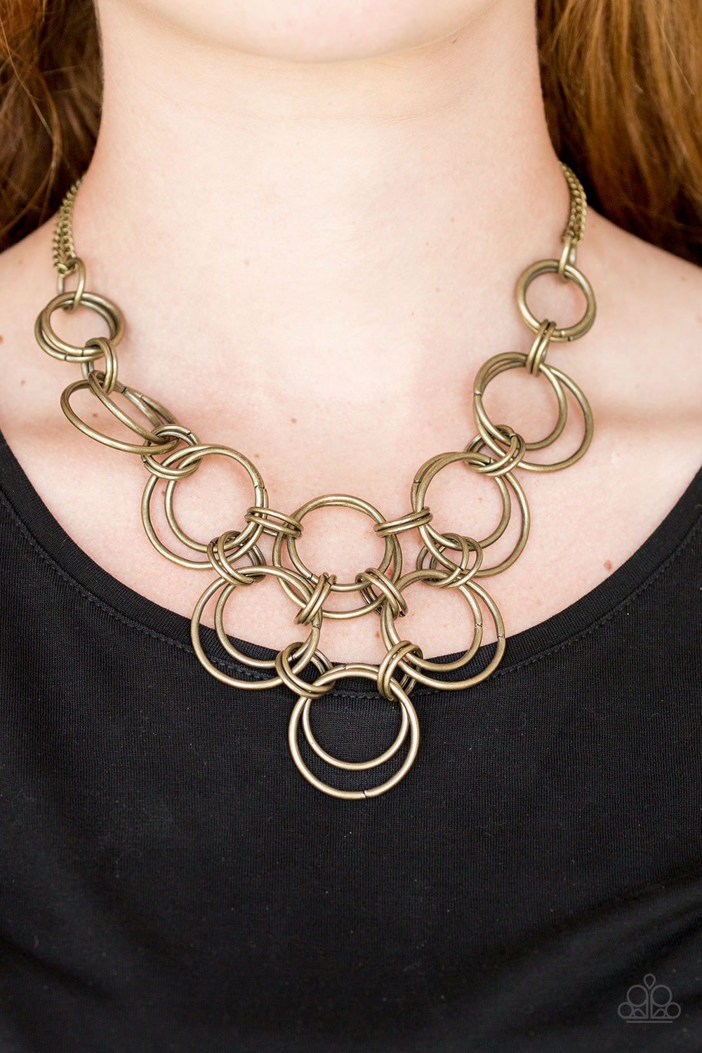 Ringing Off The Hook - Brass Necklace 