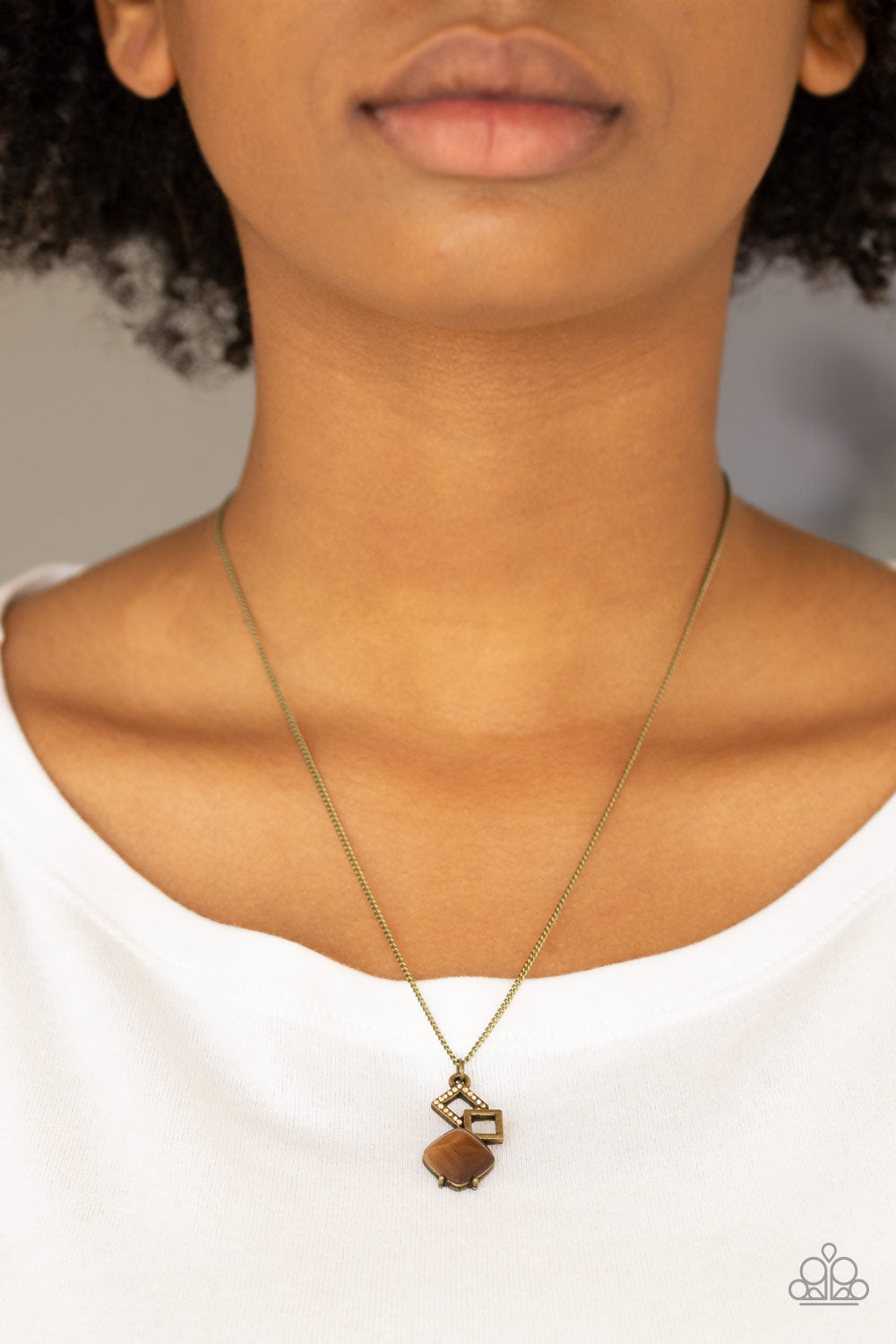 Paparazzi Stylishly Square - Brass Necklace 