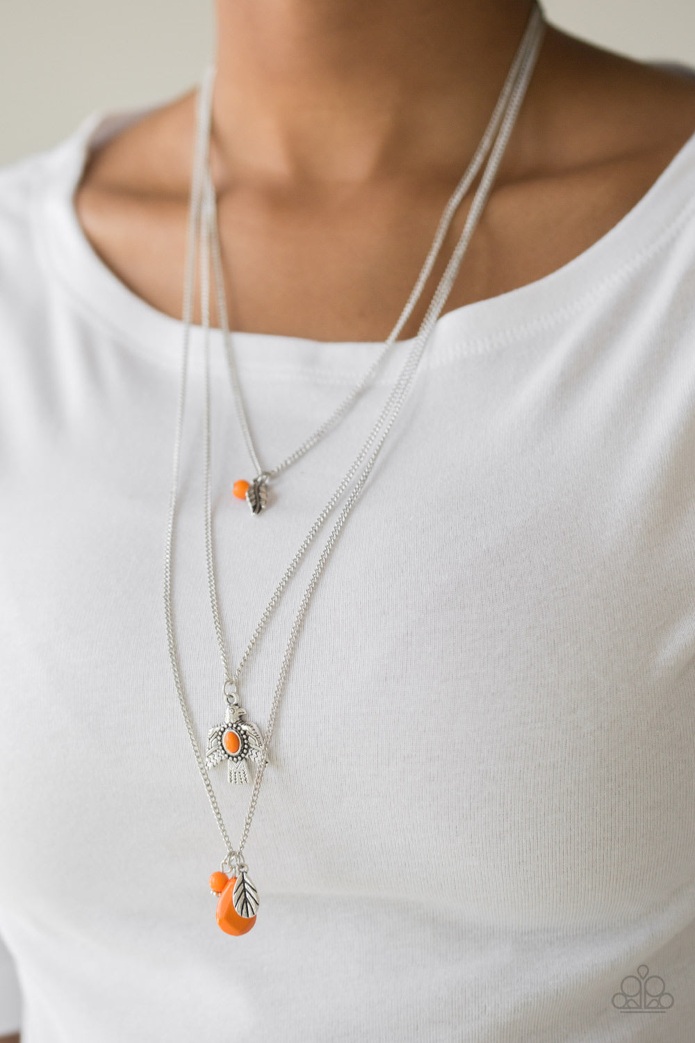 Soar With The Eagles - Orange Necklace 