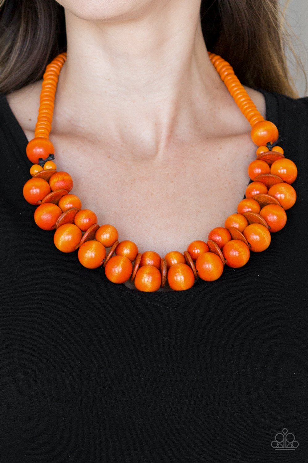 Caribbean Cover Girl - Orange Wood Necklace 