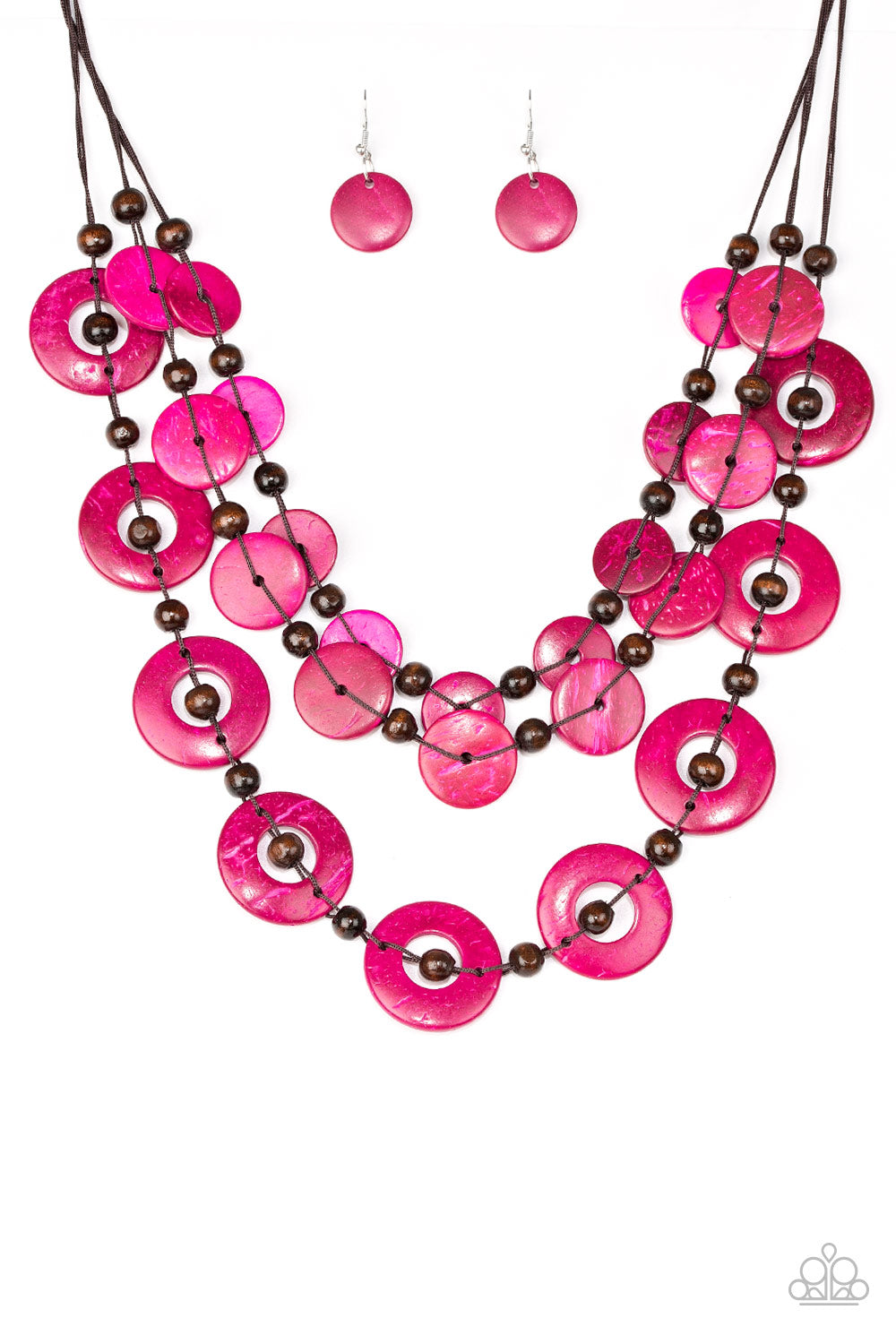 Catalina Coastin - Pink Wood Necklace 