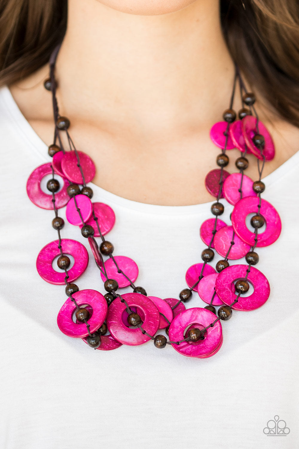 Catalina Coastin - Pink Wood Necklace 