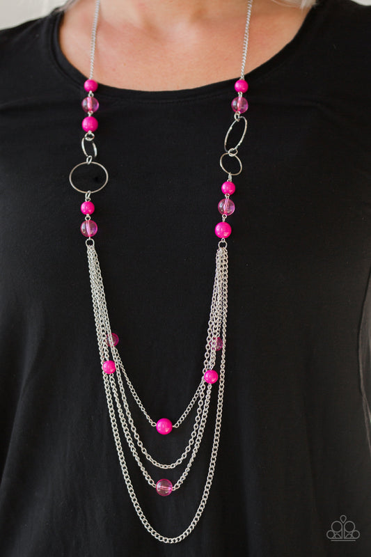 Paparazzi Bubbly Bright - Pink Necklace 