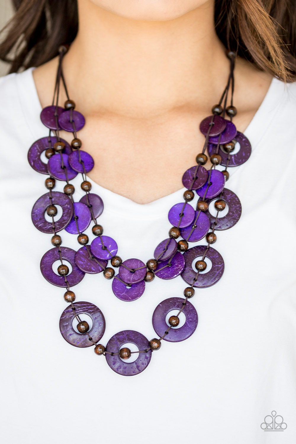 Catalina Coastin - Purple Wood Necklace 