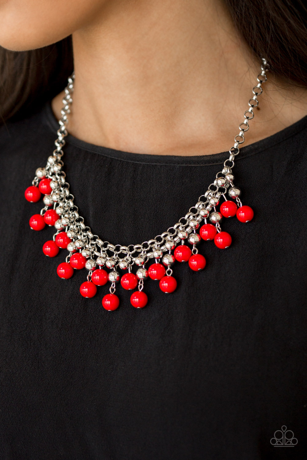 Paparazzi Friday Night Fringe - Red Necklace 