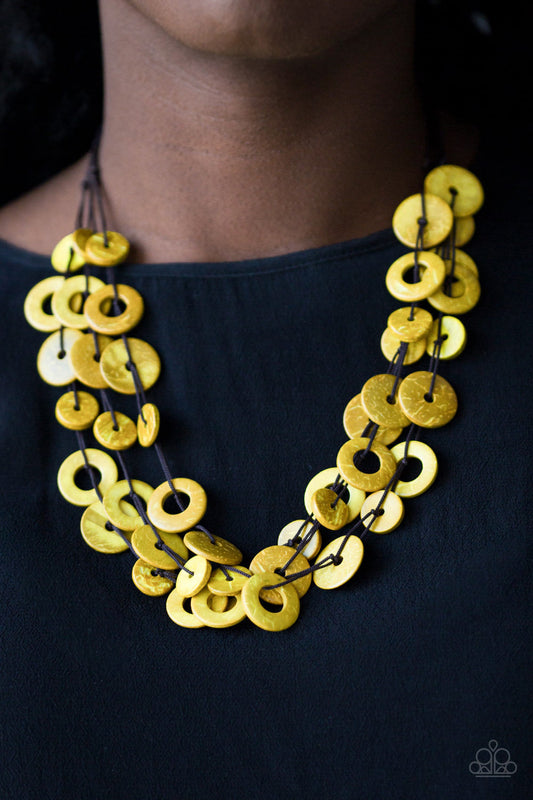 Wonderfully Walla Walla - Yellow Wood Necklace 
