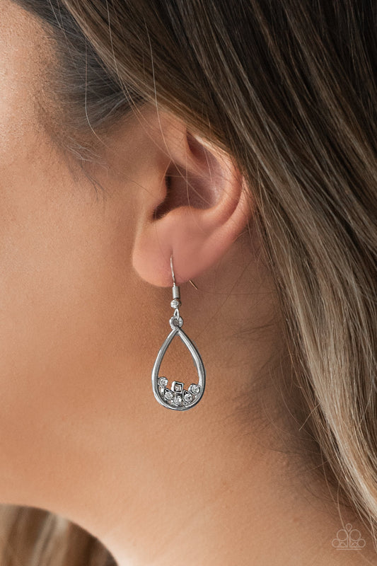 Raindrop Radiance - White Earrings