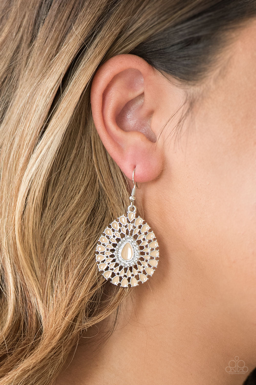 Paparazzi City Chateau - Brown Earrings 