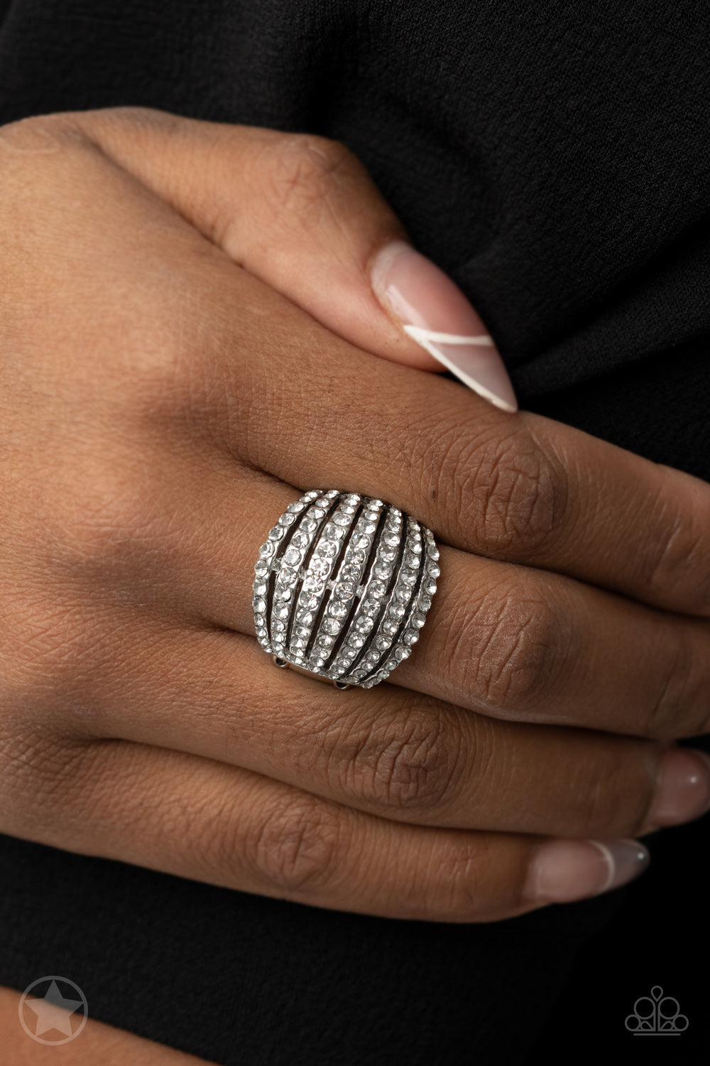 Paparazzi Blinding Brilliance - White Blockbuster Ring