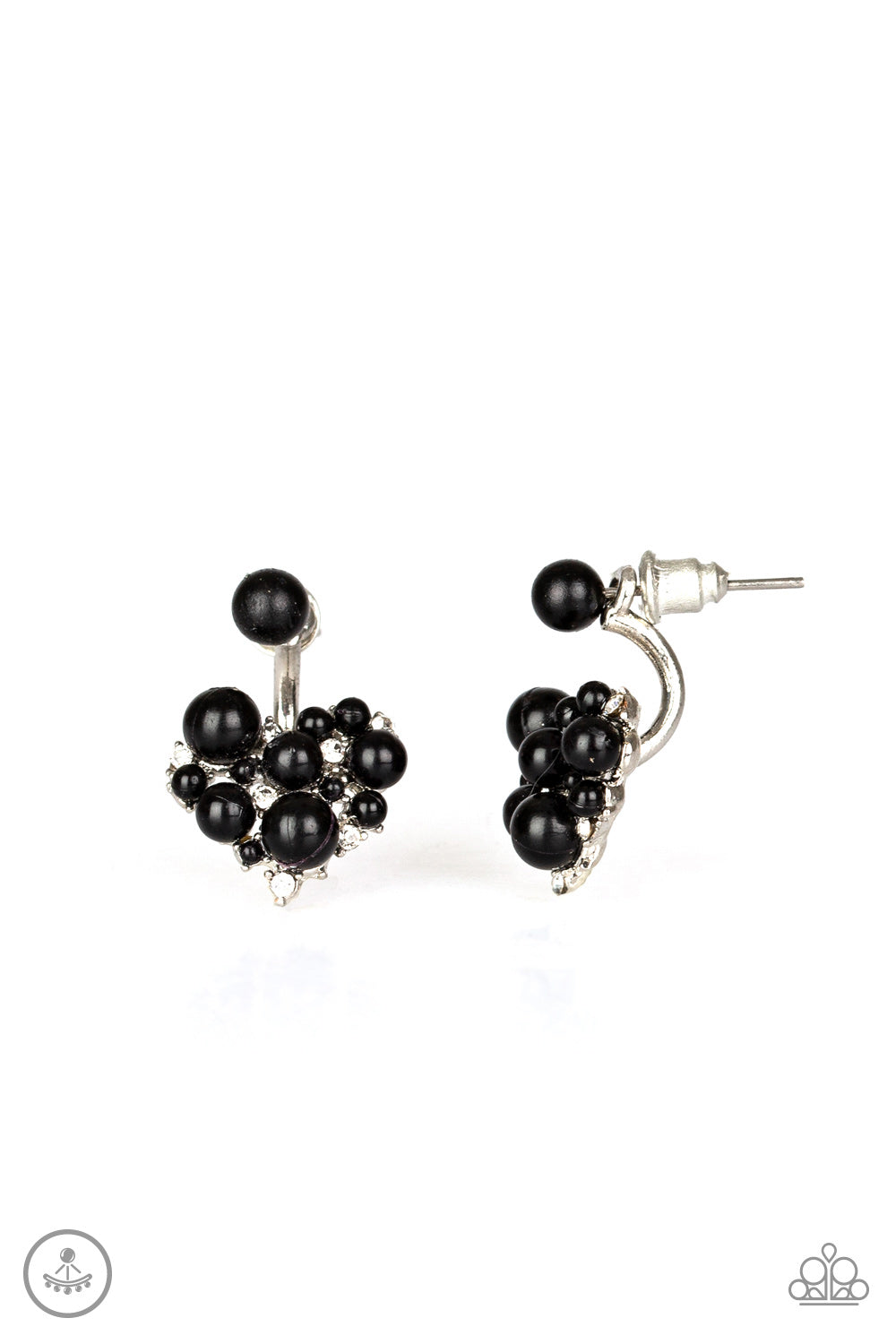 Star-Studded Success - Black Post Earrings