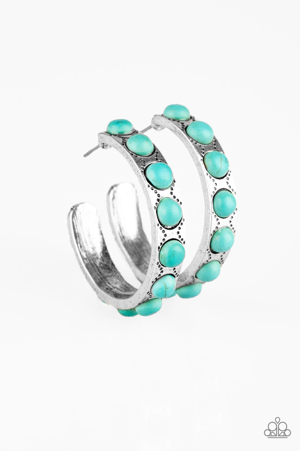 Western Watering Hole - Blue Hoop Earrings