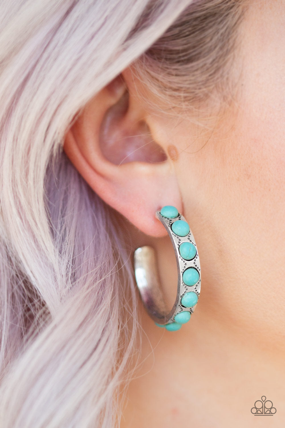 Western Watering Hole - Blue Hoop Earrings