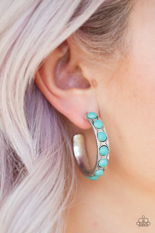 Western Watering Hole - Blue Hoop Earrings