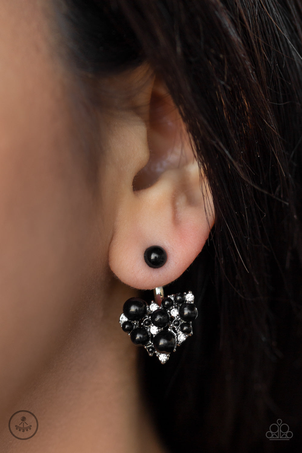 Star-Studded Success - Black Post Earrings