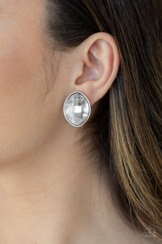 Movie Star Sparkle - White Post Earrings 