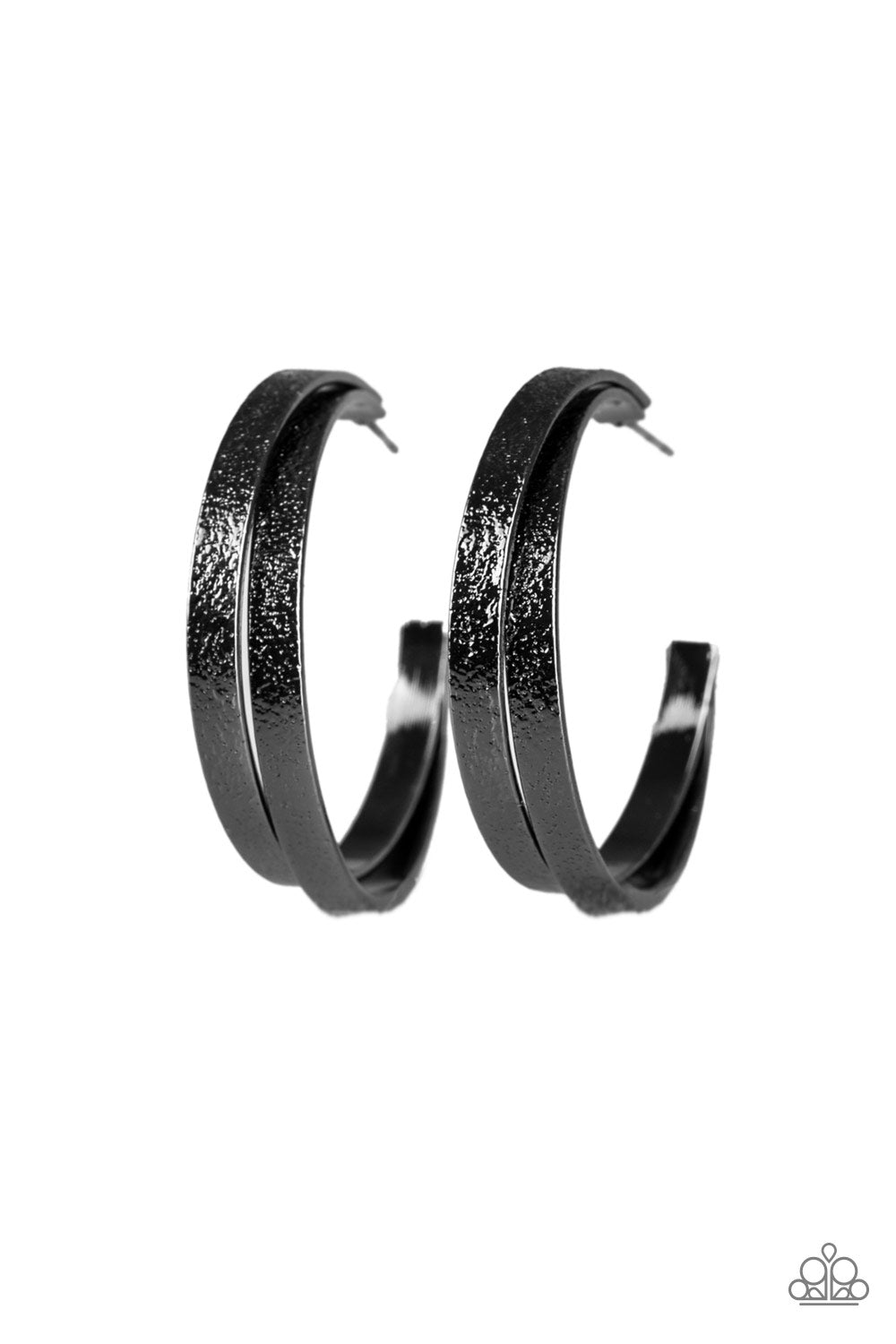 Paparazzi High-Class Shine - Black Hoop Earrings 