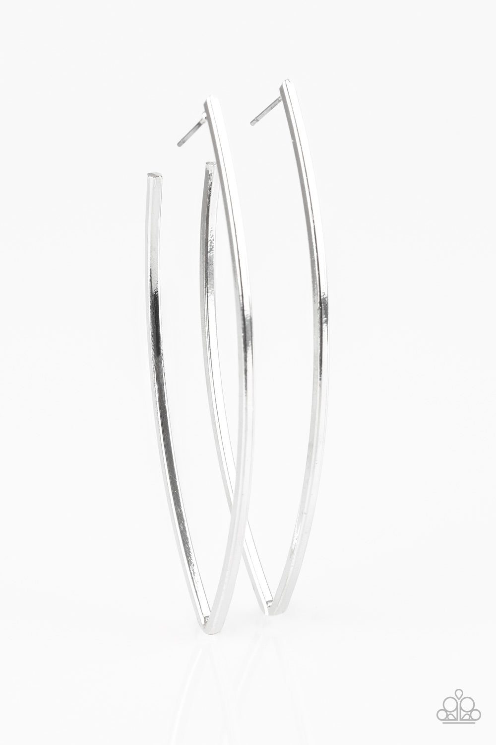 Paparazzi Nothing But Trouble - Silver Hoop Earrings 