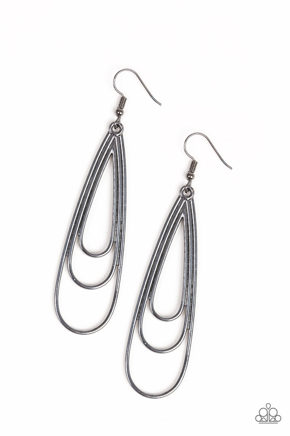 Triple Ripple - Black Earrings 