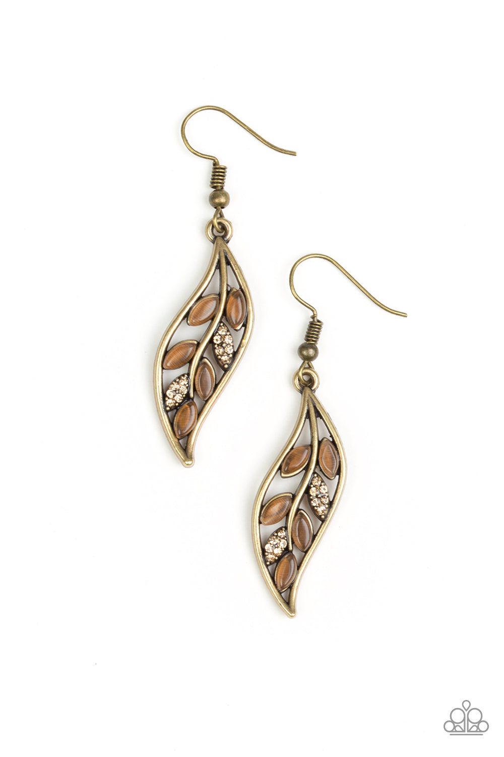 Sparkling Stems - Brass Earrings 