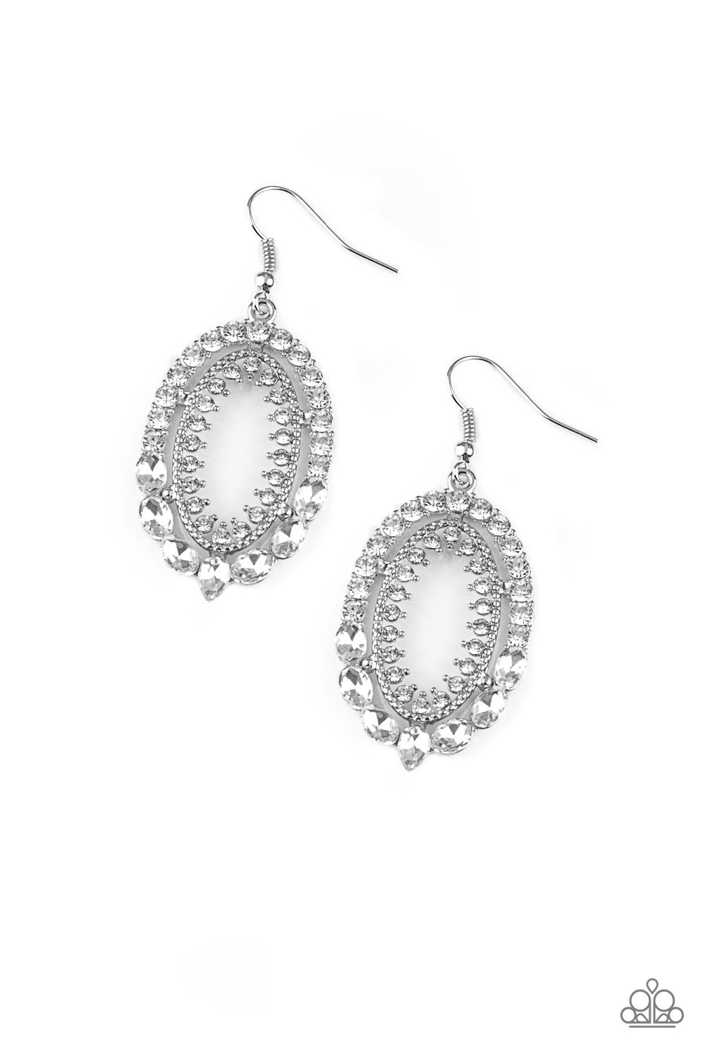 Paparazzi Trophy Shimmer - White Earrings 