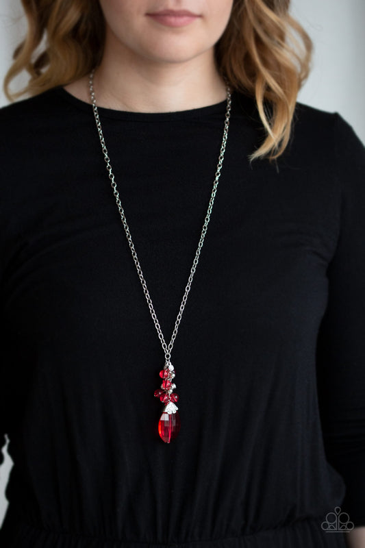 Paparazzi Crystal Cascade - Red Necklace 