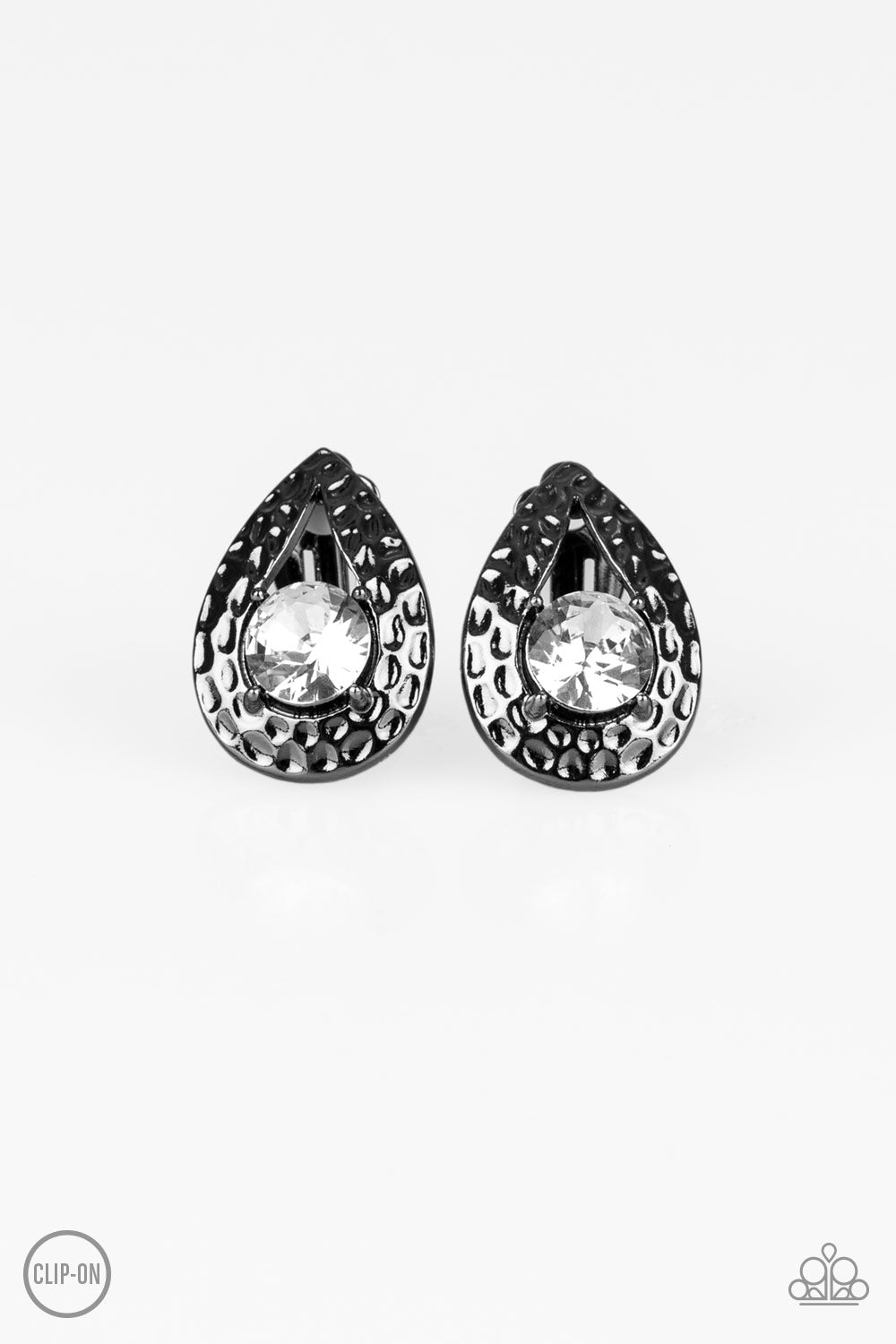 Paparazzi Elite Edge - Black Clip On Earrings 