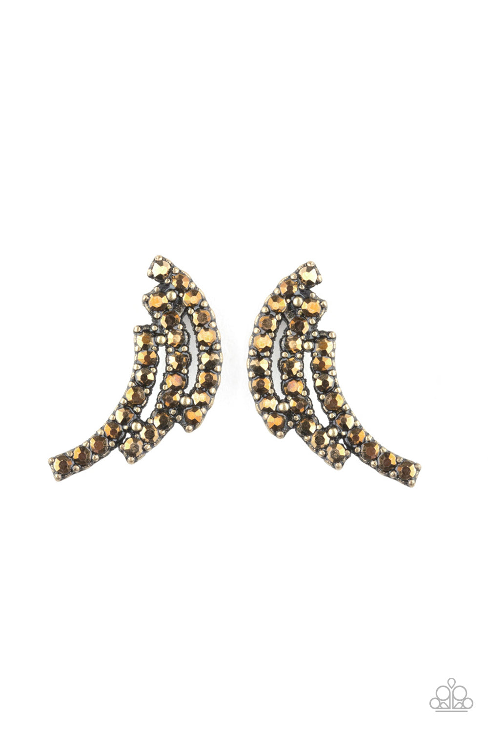Wing Bling - Brass Post Earrings 