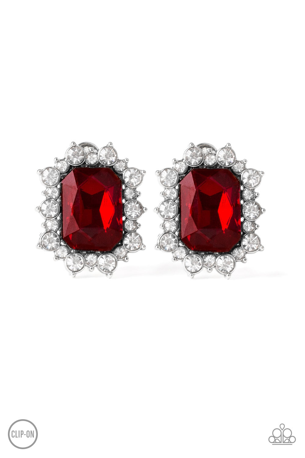 Paparazzi Prime Time Shimmer - Red Clip-On Earrings