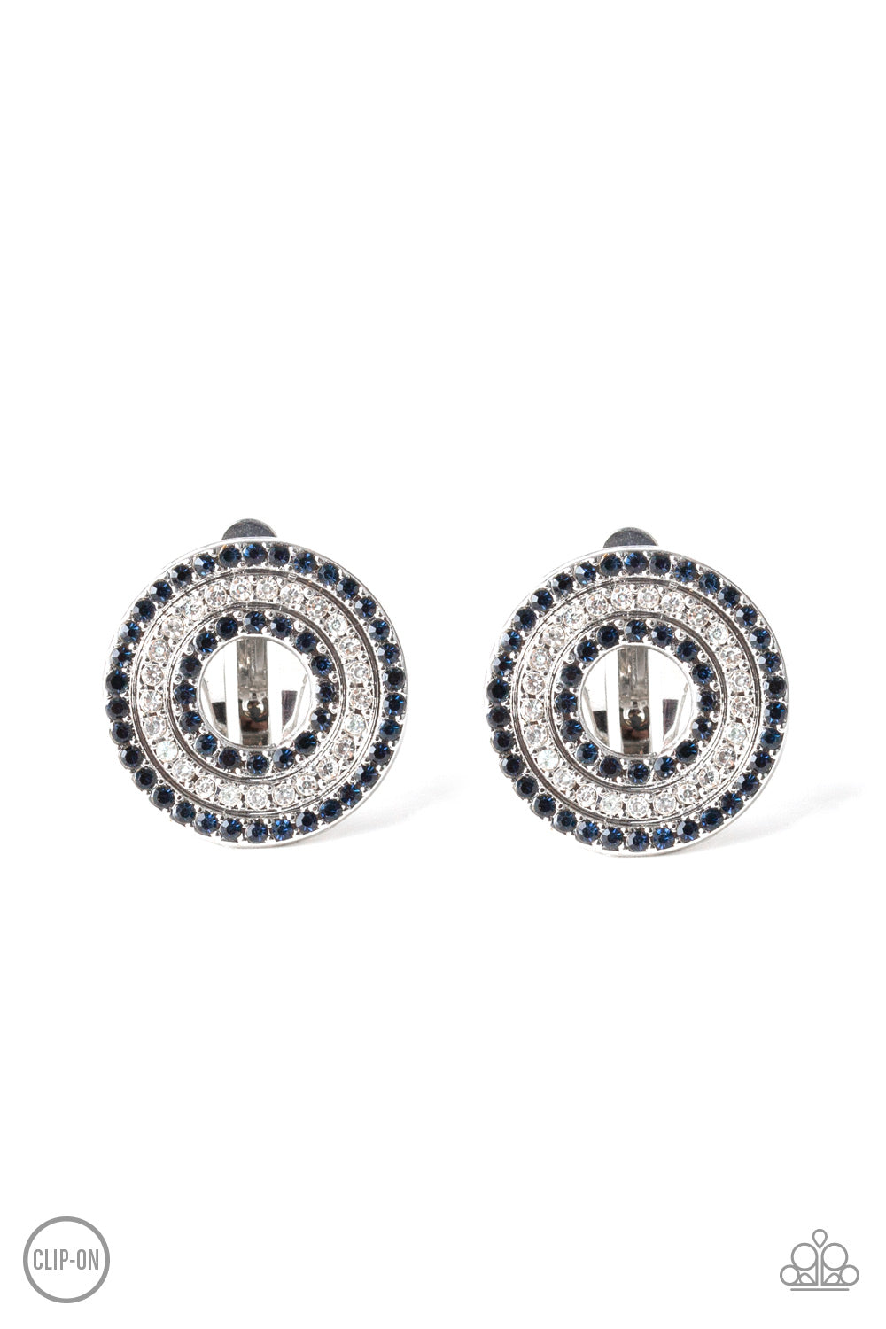 Paparazzi Spun Out On Shimmer - Blue Clip-On Earrings