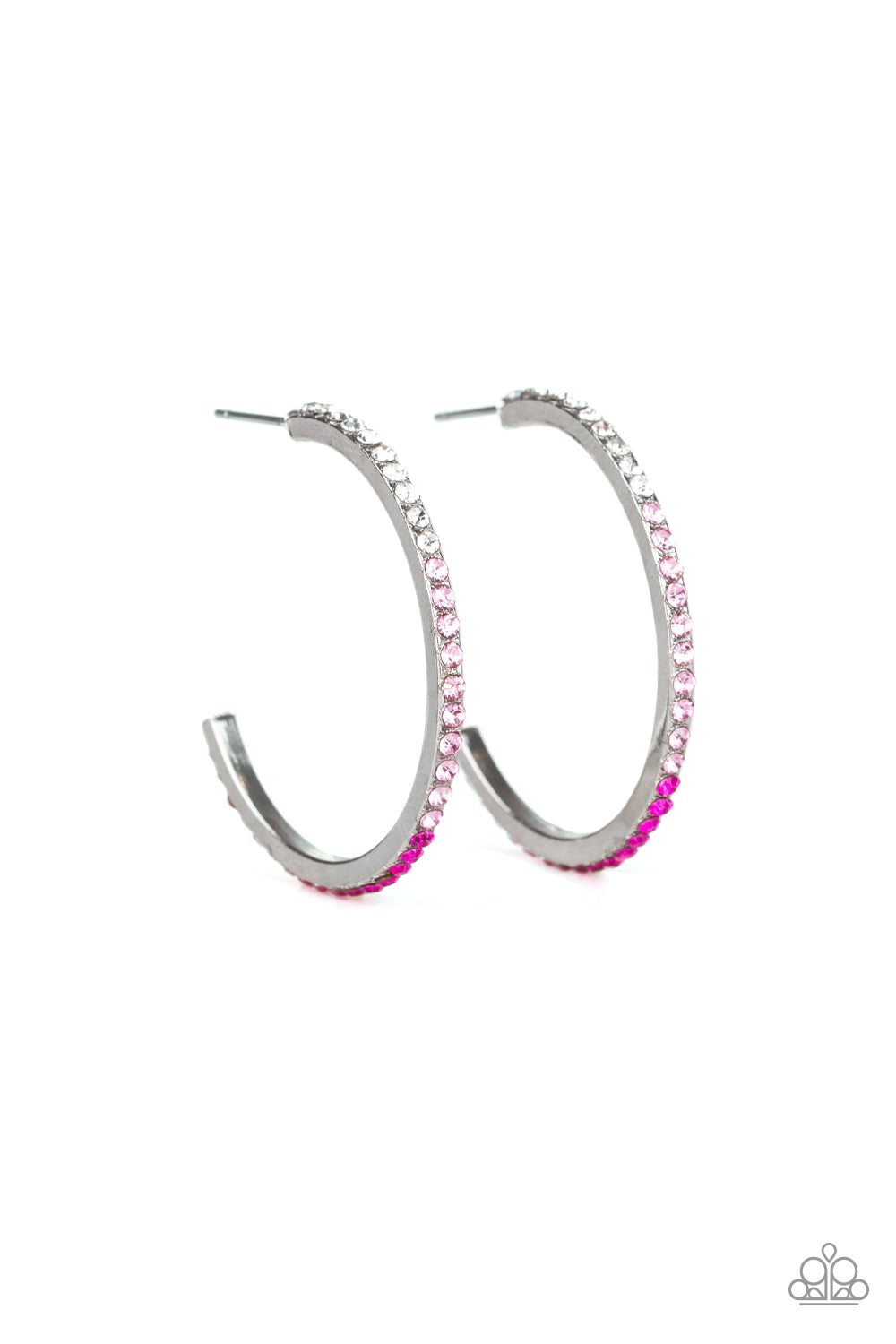 Rhinestone Revamp - Pink Hoop Earrings