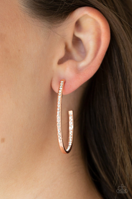 Paparazzi Globetrotting Glitter - Copper Hoop Earrings 